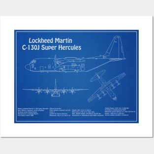 C-130 Hercules - Airplane Blueprint -  AD Posters and Art